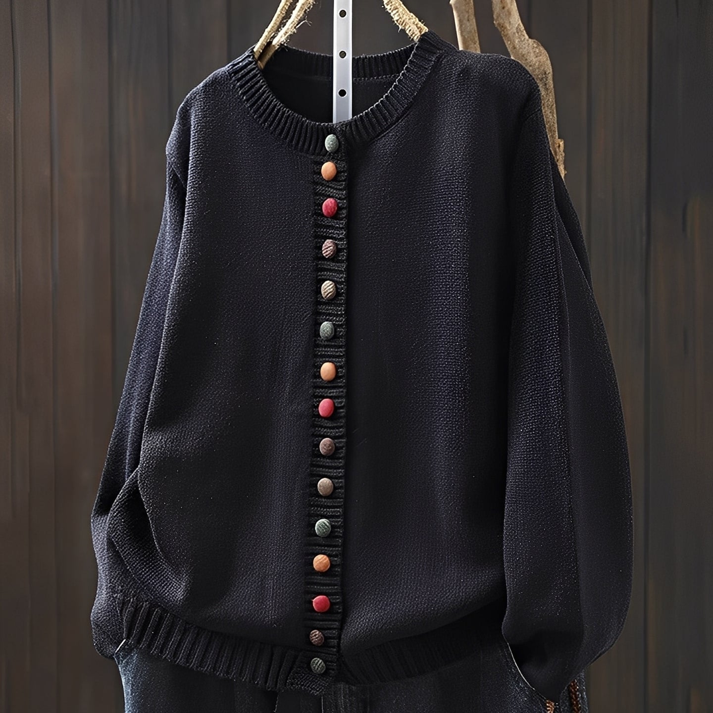 Damski sweter zapinany elegancki z ozdobnymi guzikami stylowy