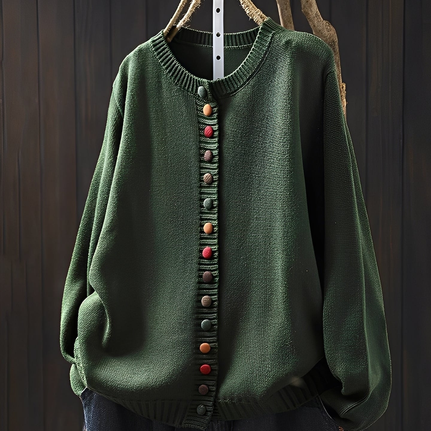 Damski sweter zapinany elegancki z ozdobnymi guzikami stylowy