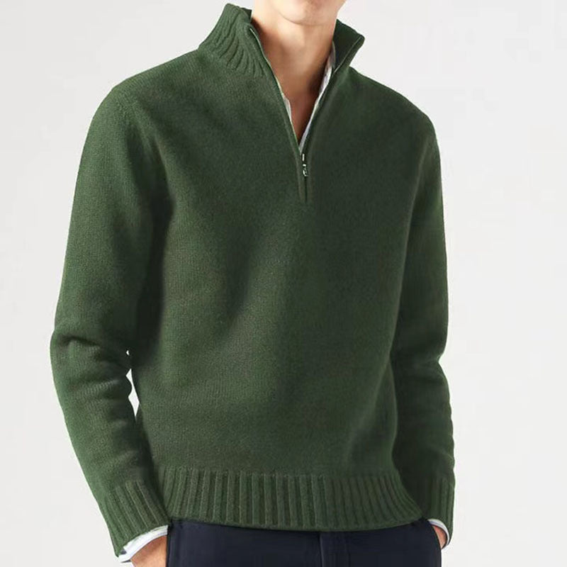 Męski Sweter z Zamkiem Pod Szyją Elegancki i Uniwersalny