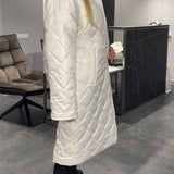 Długi płaszcz pikowany ciepły elegancki stylowy zimowy