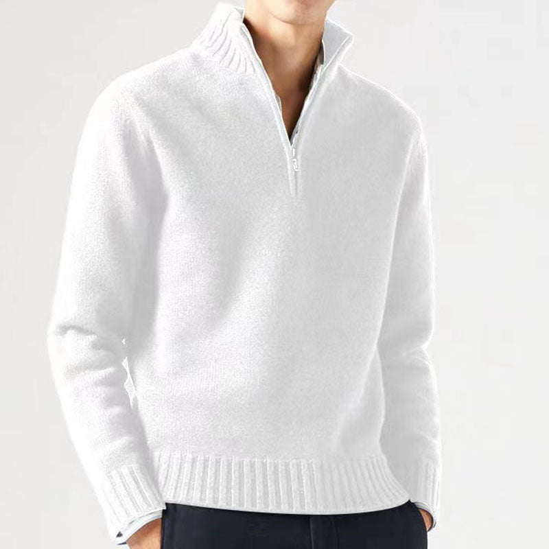 Męski Sweter z Zamkiem Pod Szyją Elegancki i Uniwersalny