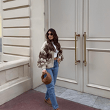 Kardigan oversize wzorzysty ciepły stylowy sweter casual