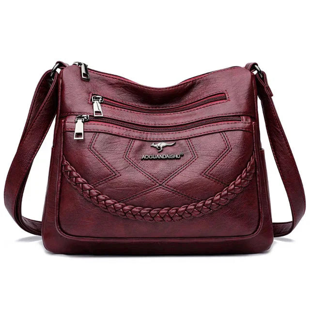 Torebka Damska Crossbody Vintage z Plecionym Detalem