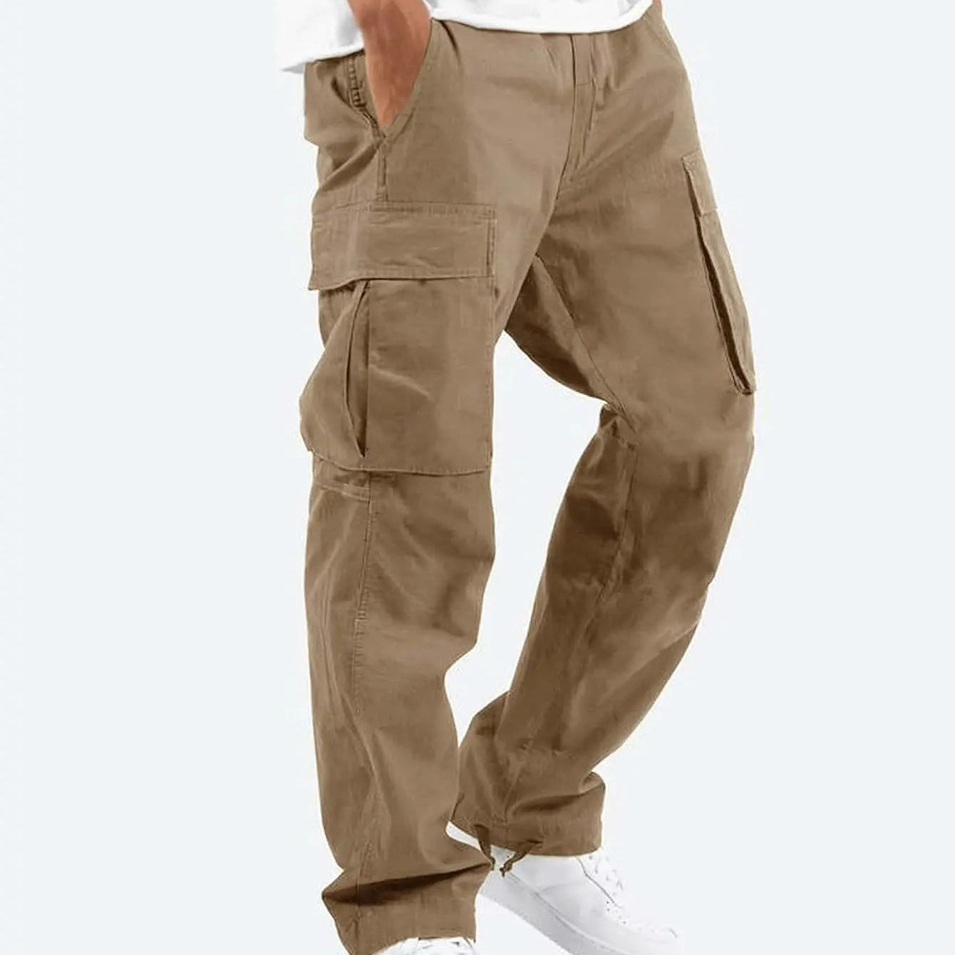 Męskie Spodnie Cargo Luźne Wielokieszeniowe Styl Streetwear