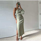 Sukienka Maxi One Shoulder z Rozcięciem
