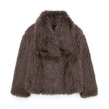 Krótka Kurtka Damska Futrzasta typu Faux Fur
