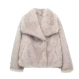 Krótka Kurtka Damska Futrzasta typu Faux Fur