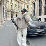 Krótka Kurtka Damska Futrzasta typu Faux Fur