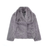 Krótka Kurtka Damska Futrzasta typu Faux Fur