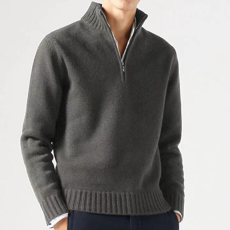 Męski Sweter z Zamkiem Pod Szyją Elegancki i Uniwersalny