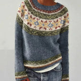 Damski sweter Fair Isle z dekoltem w łódkę