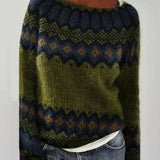 Damski sweter Fair Isle z dekoltem w łódkę