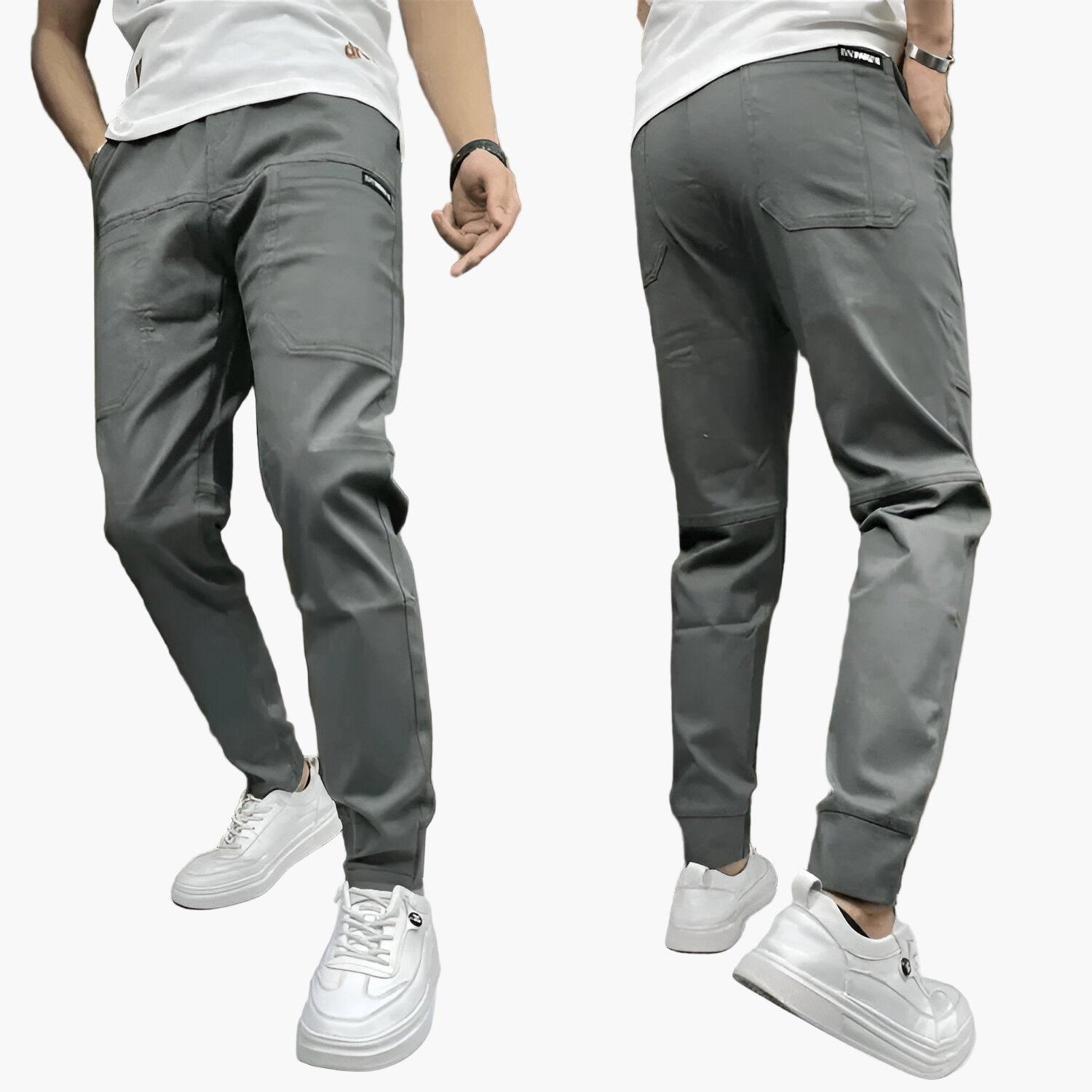 Męskie Spodnie Chinos Dopasowane Eleganckie Casual