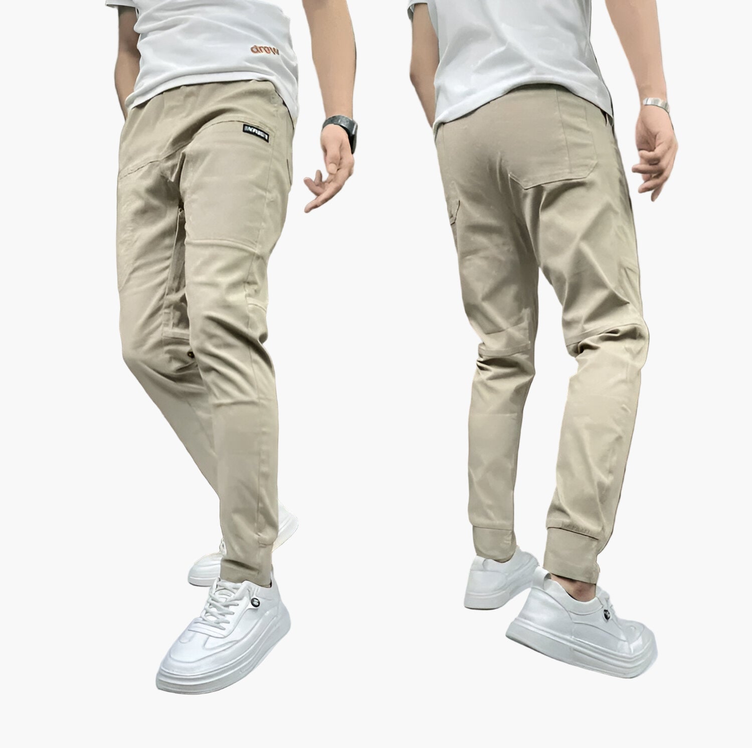 Męskie Spodnie Chinos Dopasowane Eleganckie Casual