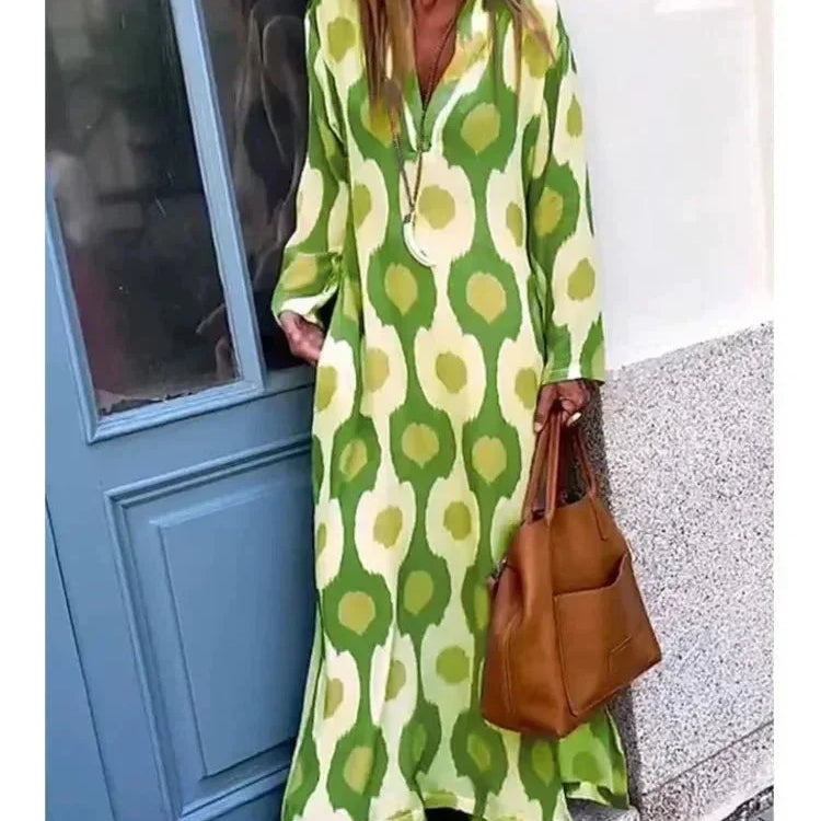 Sukienka Maxi Bez Rękawów z Geometrycznym Nadrukiem