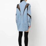 Sukienka Koszulowa Mini z Tkaniny Denim