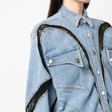Sukienka Koszulowa Mini z Tkaniny Denim
