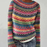 Damski sweter Fair Isle z dekoltem w łódkę