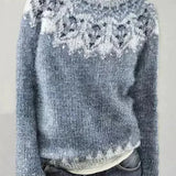 Damski sweter Fair Isle z dekoltem w łódkę