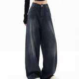 Szerokie Jeansy Damskie Baggy z Wysokim Stanem Styl Streetwear