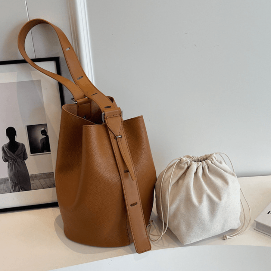 Minimalistyczna Torebka Damska Bucket na Ramię Pojemna