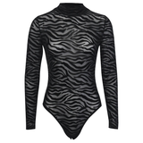 Body Transparentne Z Wzorem Zebra Dopasowane Eleganckie