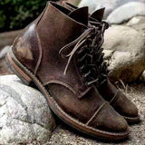 Męskie skórzane buty vintage sznurowane na gumowej podeszwie