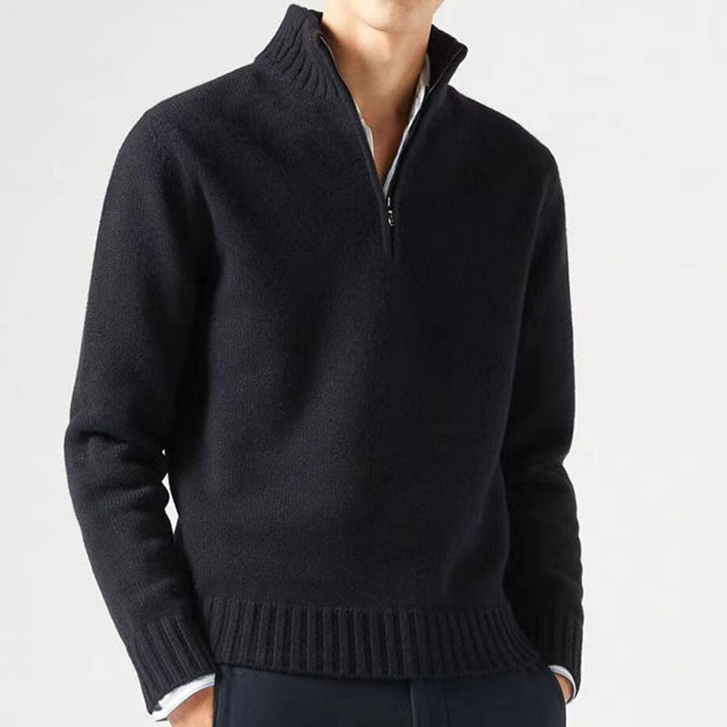 Męski Sweter z Zamkiem Pod Szyją Elegancki i Uniwersalny