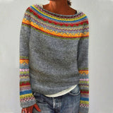 Damski sweter Fair Isle z dekoltem w łódkę